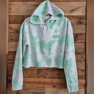 In-N-Out Burger Tie-Dye Cropped Hoodie Pullover Sweatshirt Women's M Mint Green